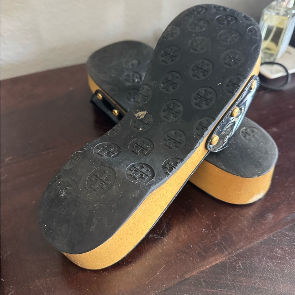 Tory Burch Black and Gold Slide Sandals - Picture 4 of 4